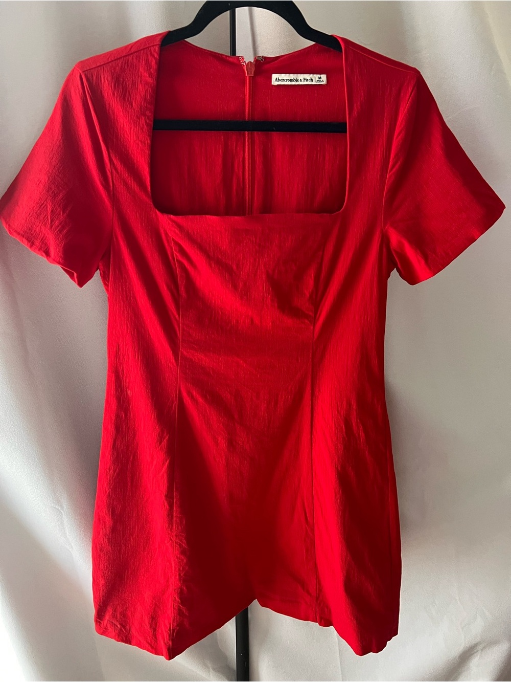 Abercrombie & Fitch Red Short-Sleeve Square-Neck Mini Dress - Picture 1 of 6
